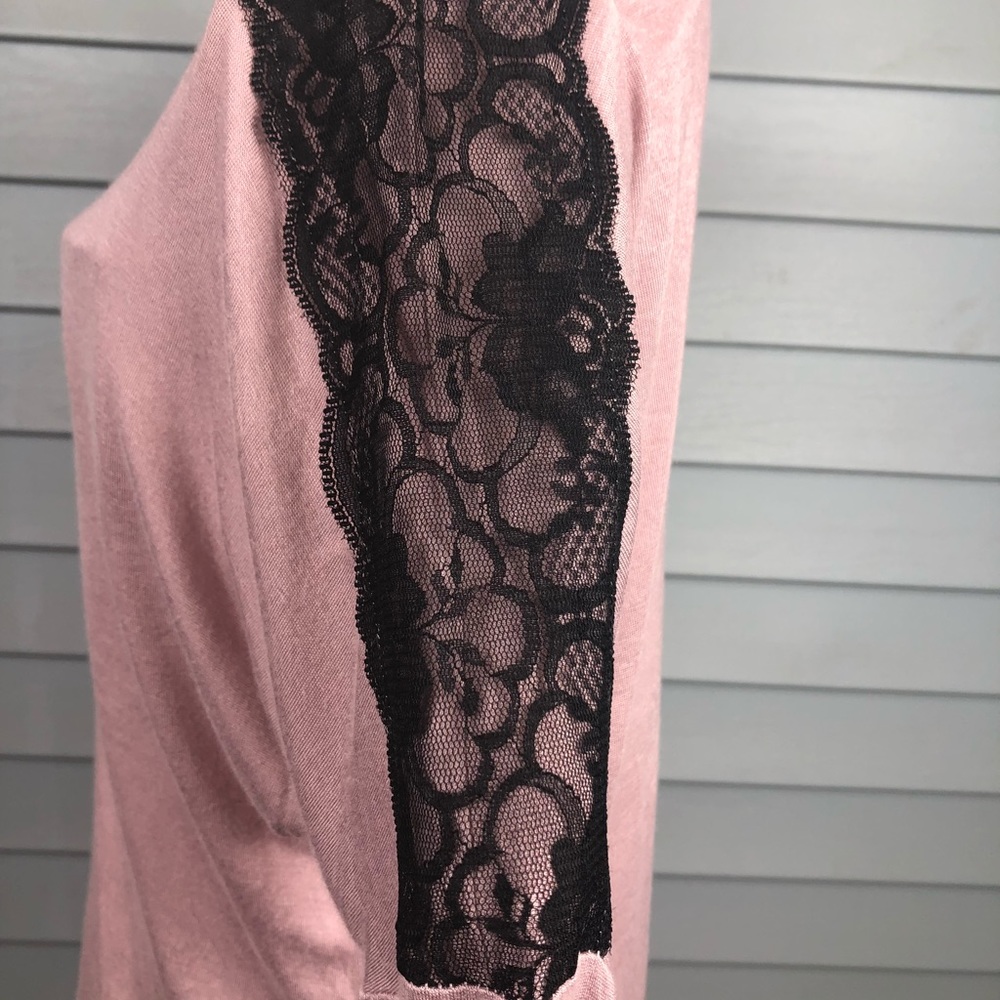 Charlotte Russe Pink Blouse w/ Black Lace Size S